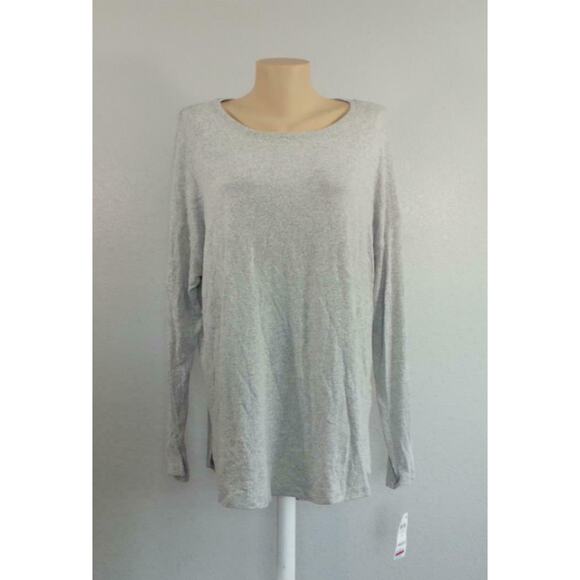 Style Co 1X Plus Snit Top Heathered Long Sleeve Lightweight Shirt Layering Work - Picture 7 of 10